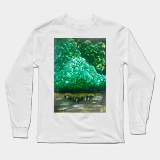 Lush Pond in NYC Painting Long Sleeve T-Shirt